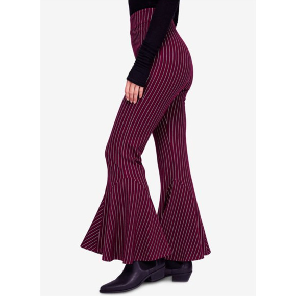 Free People Pants Mari Ponte High Rise Flare Winterberry Women Sz 4 NEW NWT 511 - Picture 3 of 4